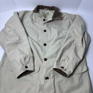 VTG LL Bean Men's Canvas Chore Barn Field Coat Jacket Khaki/Tan • L